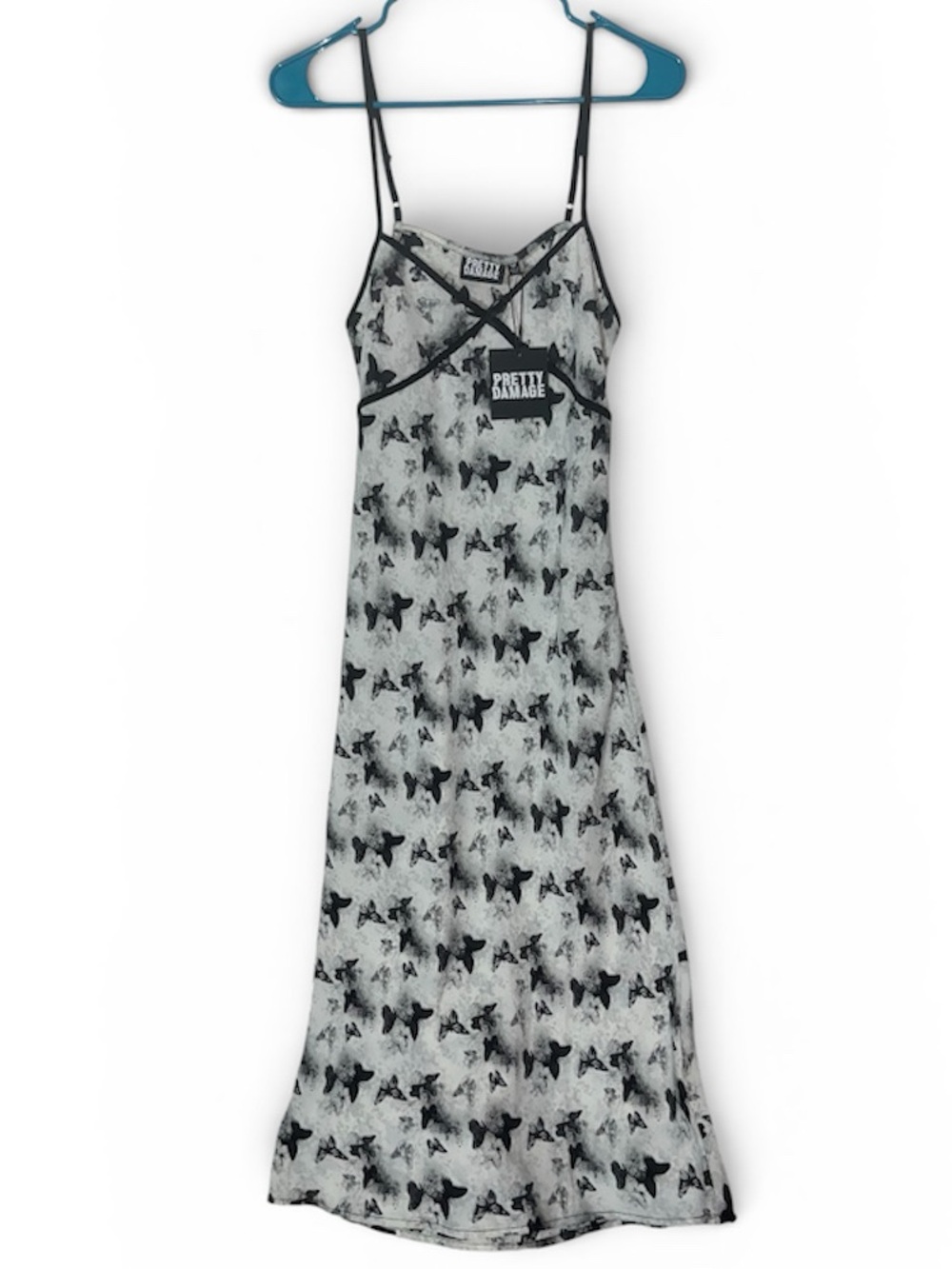 Black & White Butterfly Print Midi Slip Dress